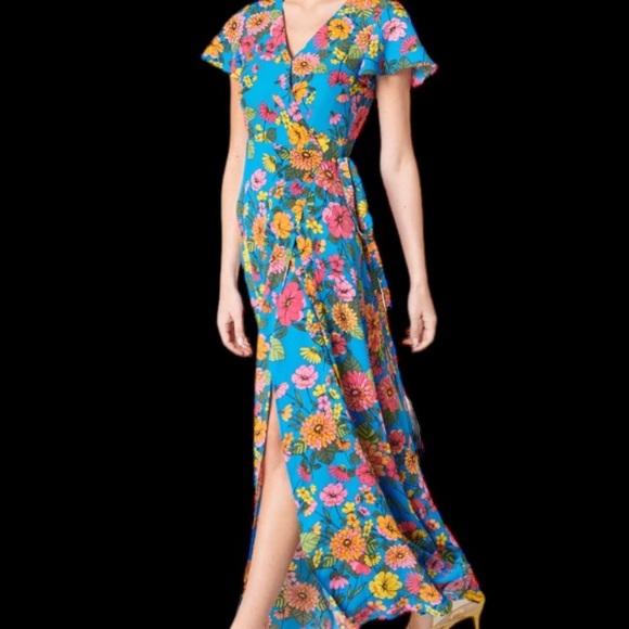 SUGARLIPS Twiggy Floral Lunar Maxi Wrap Dress Sz Small BOHO Flirty NWT - Picture 4 of 8